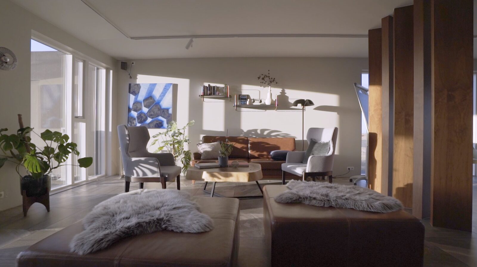 The lounge — sheepskin and afternoon light