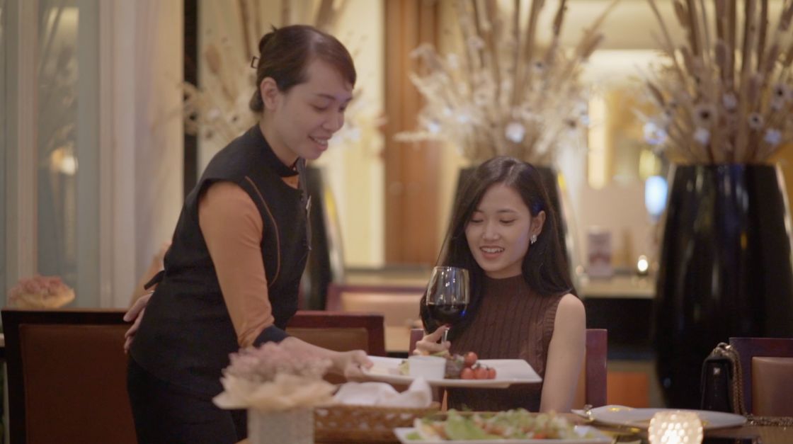 Dining at the hotel
