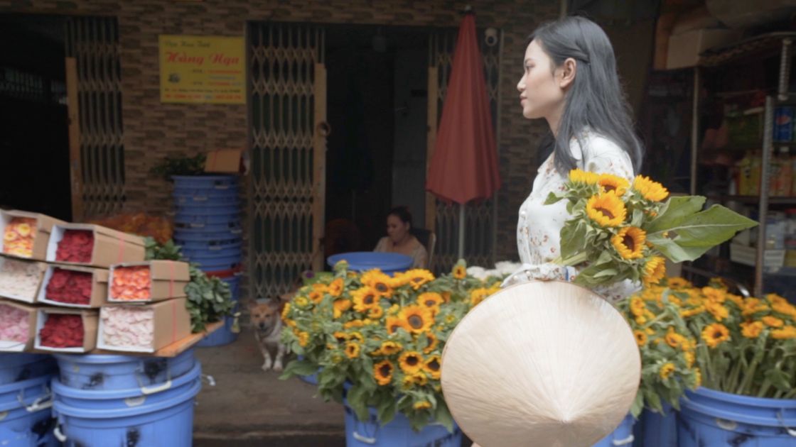 Sunflowers at a Saigon street market