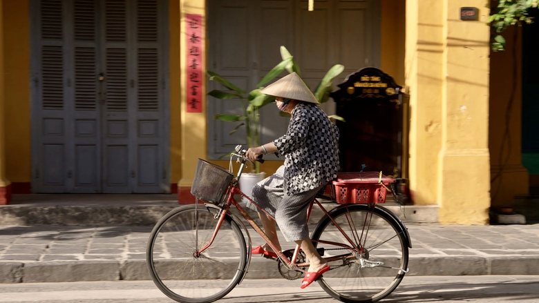 A cyclist in the old town