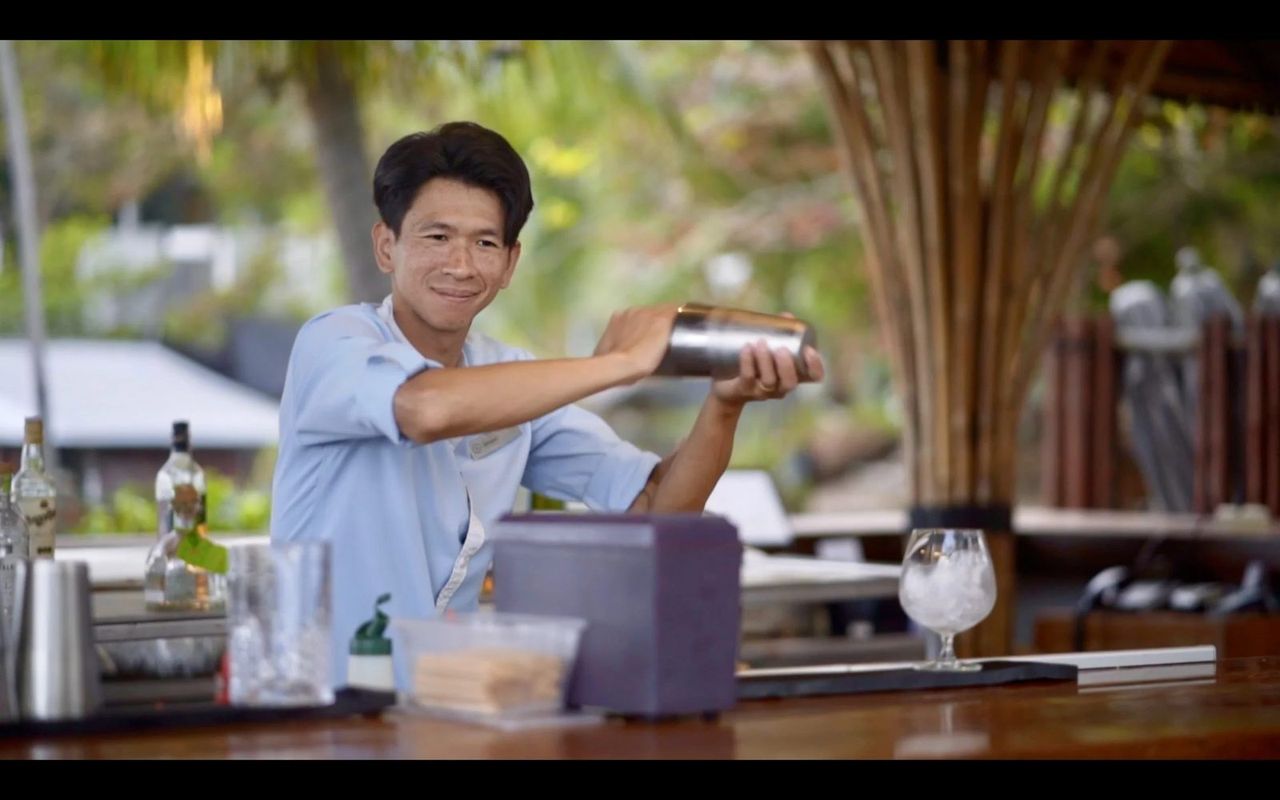 A member of hotel staff at work — real service, filmed as it happens