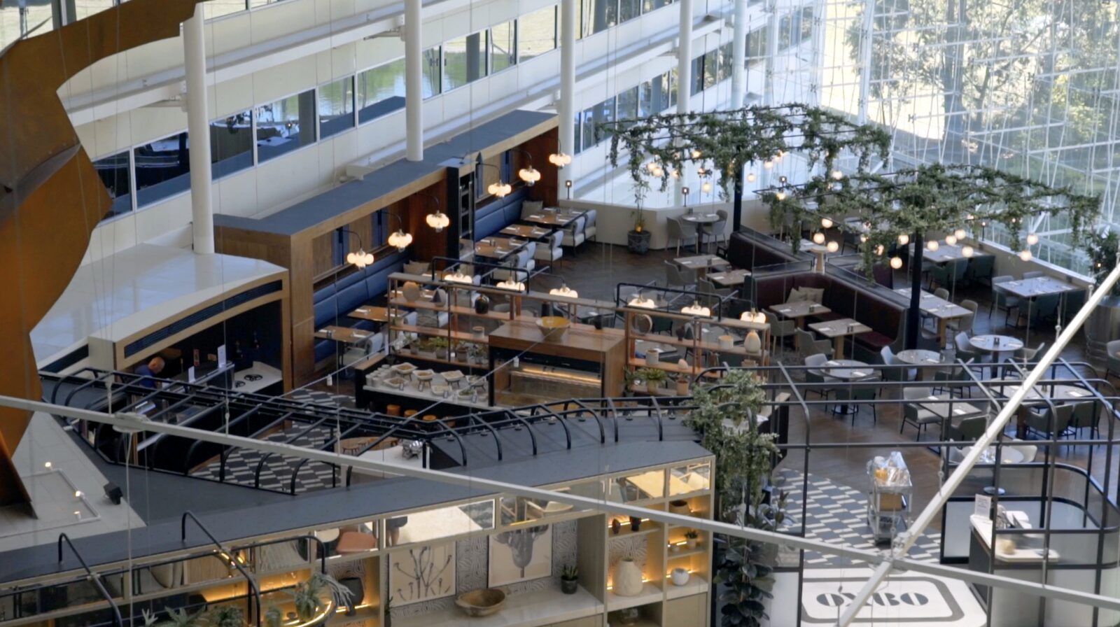 The atrium restaurant from above