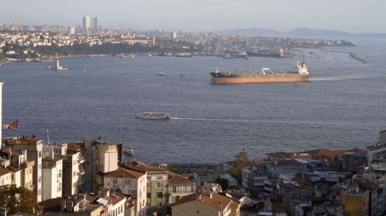 The Bosphorus beyond the rooftops